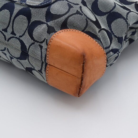 VINTAGE 2001 Coach Signature "C" Denim Blue Jacquard Canvas Tote - Picture 9 of 16